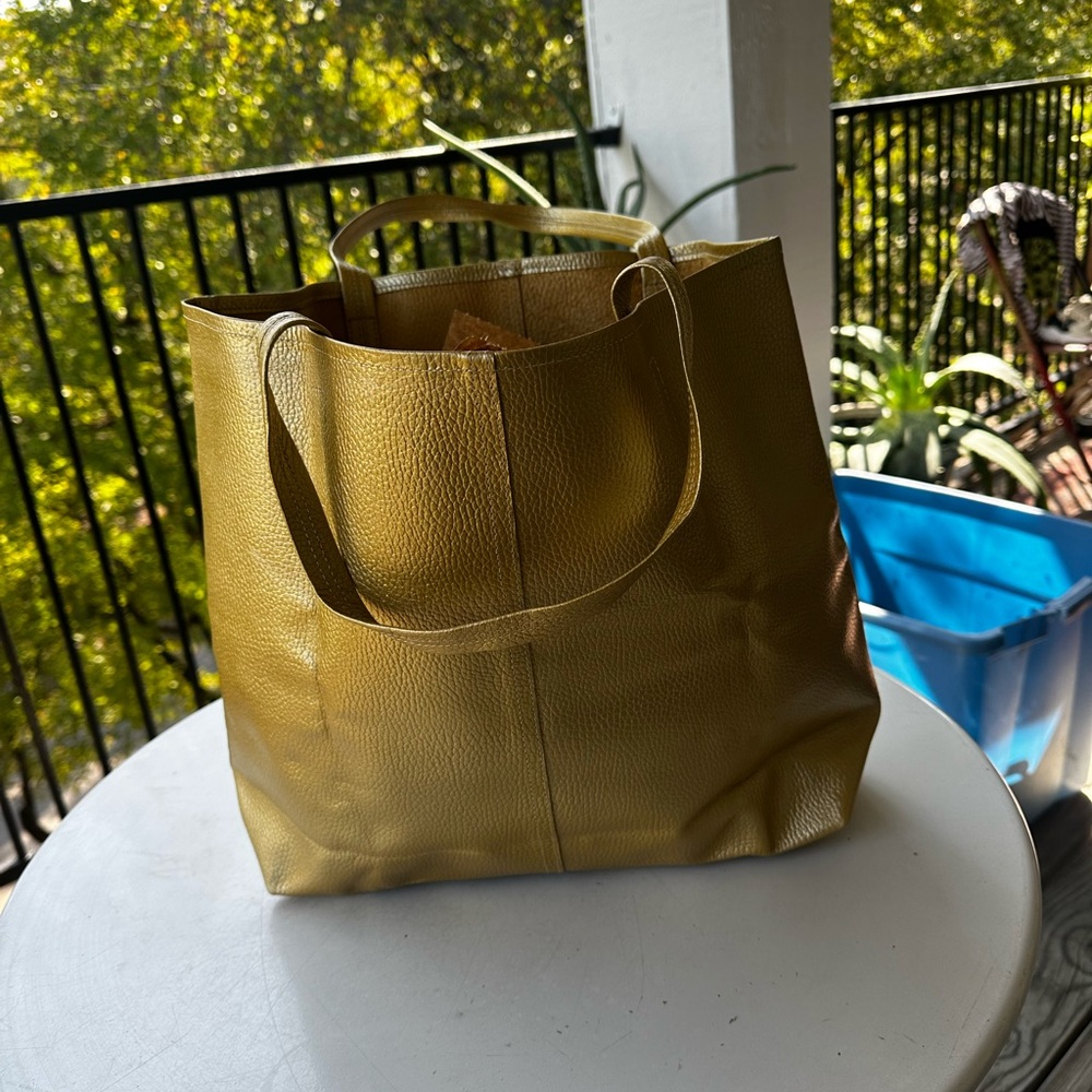 SAS All Leather Office Siren Gold Tote Bag